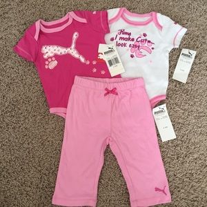 NWT PUMA Three Piece Onesie Set Short Sleeve Pants